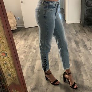 High rise tapered jeans